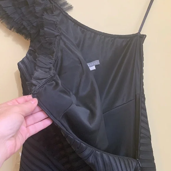 Gracia Wednesday Black Bandage Style Tulle One Shoulder Cocktail Formal Dress L - Picture 13 of 16